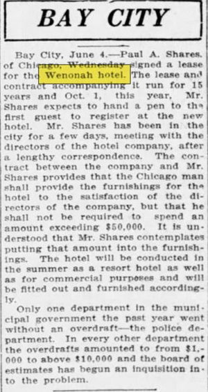 Wenonah Hotel - June 4 1908 Article